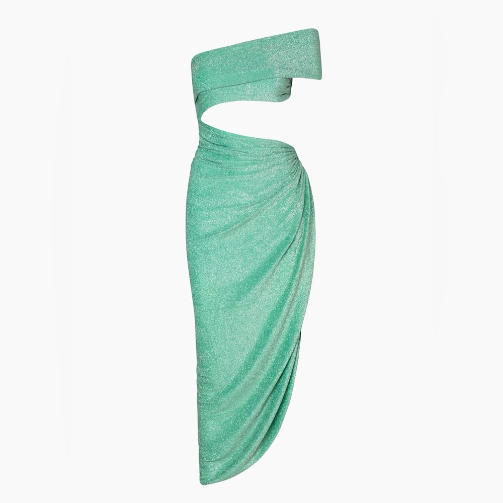 Baobab Aury Asymmetric Shimmer Cut-Out Maxi Dress SIZE L - fits 6-8